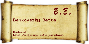 Benkovszky Betta névjegykártya